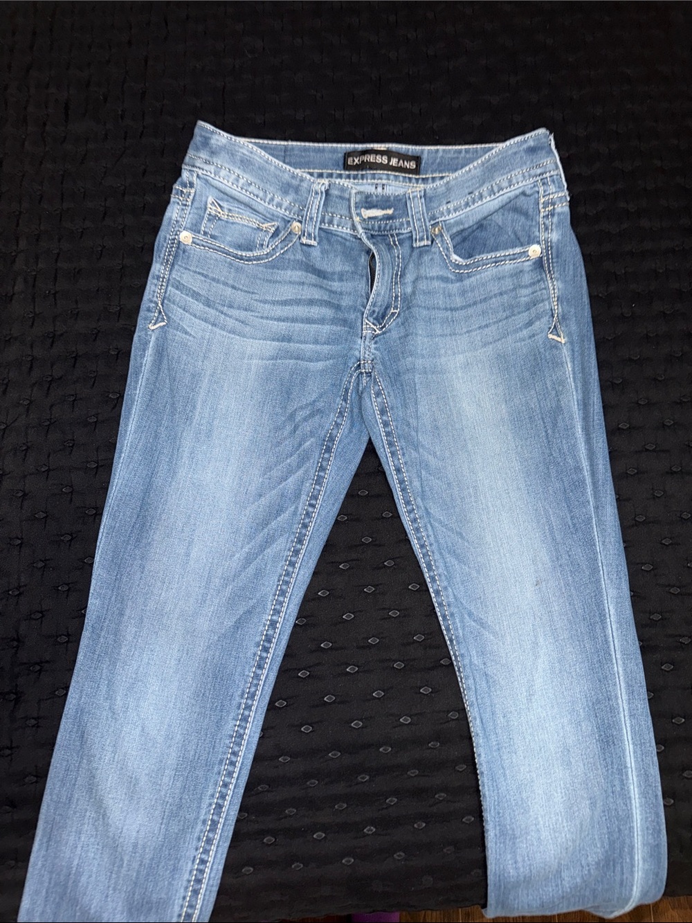 Express Skinny Jeans — Light Blue Wash